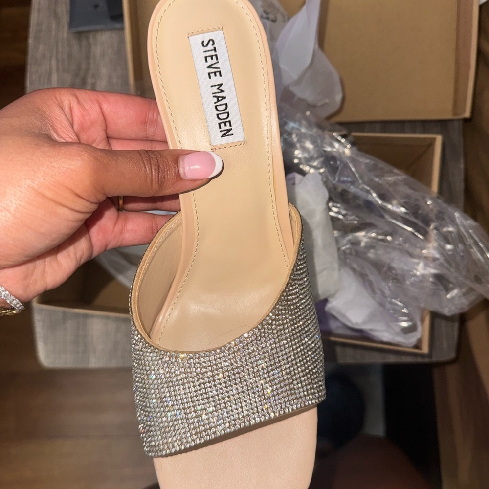 Steve Madden Nude Rhinestone mule